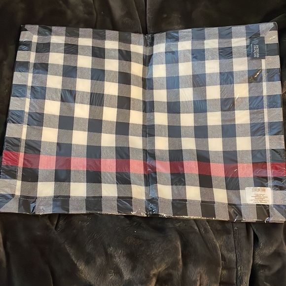 Le Jacquard Francais checkerboard placemats (2) Black white and red - Picture 3 of 5